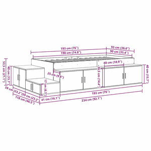 Bettgestell mit Stauraum Grau 90cm