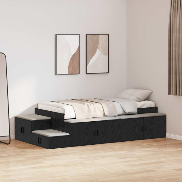 Bett mit Stauraum Schwarz Eichen-Optik