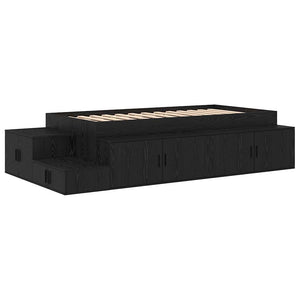 Bett mit Stauraum Schwarz Eichen-Optik