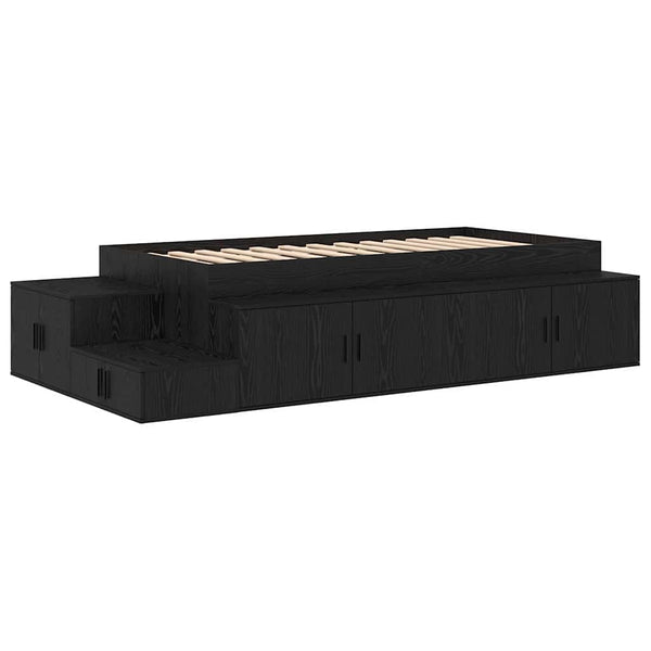 Bett mit Stauraum Schwarz Eichen-Optik