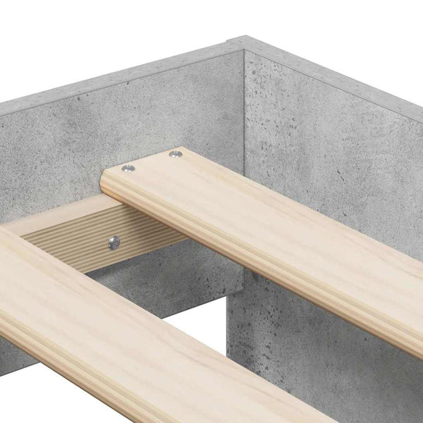 Bettgestell mit Stauraum, Betongrau, 75 cm