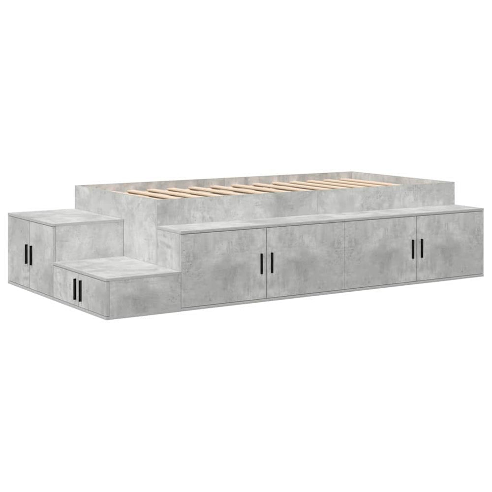 vidaXL Storage Bed Frame Concrete Grey 75 cm Engineered Wood