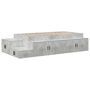 Bettgestell mit Stauraum, Betongrau, 75 cm