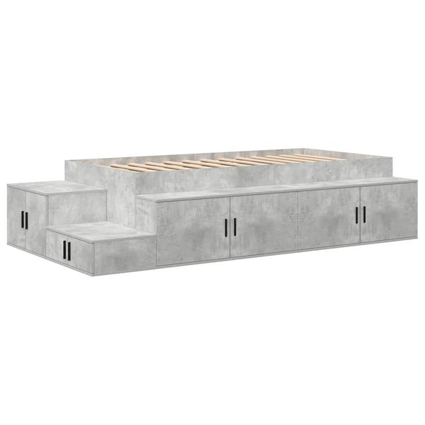 Bettgestell mit Stauraum, Betongrau, 75 cm