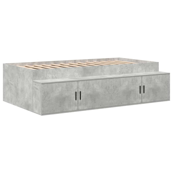 Bettgestell mit Stauraum, Betongrau, 75 cm
