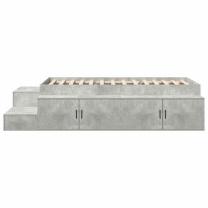 Bettgestell mit Stauraum, Betongrau, 75 cm
