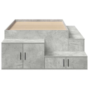Bettgestell mit Stauraum, Betongrau, 75 cm