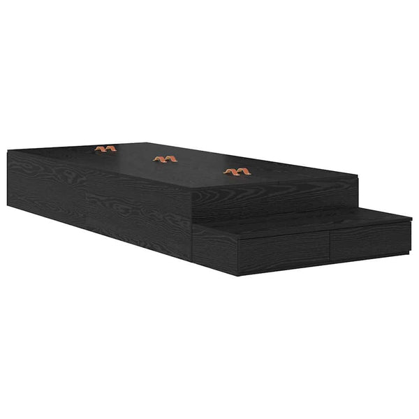 Aufbewahrungsbettgestell 80 cm Schwarz Eiche