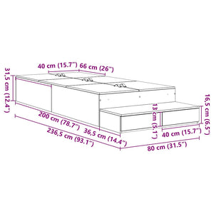 Aufbewahrungsbettgestell Sonoma-Eiche 80cm