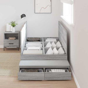 vidaXL Cadre de lit de rangement Sonoma gris 80 cm en bois d'ingénierie
