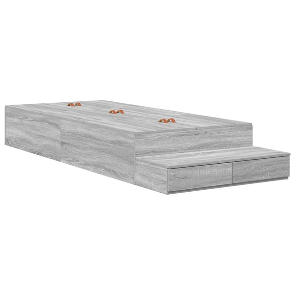 vidaXL Cadre de lit de rangement Sonoma gris 80 cm en bois d'ingénierie