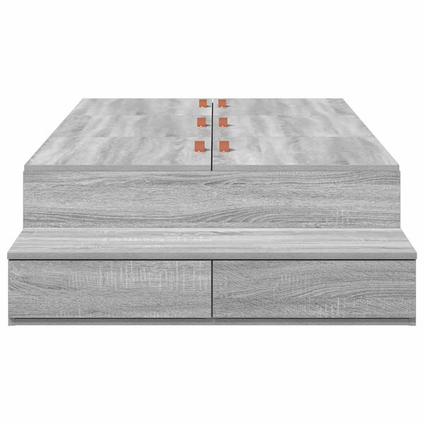 vidaXL Cadre de lit de rangement Sonoma gris 80 cm en bois d'ingénierie