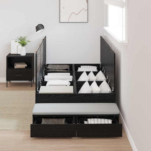 Aufbewahrungsbettgestell 100 cm Schwarz Eiche