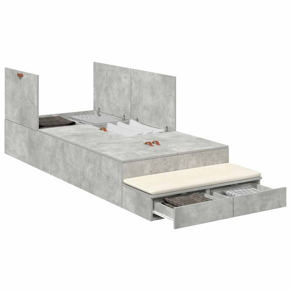 Aufbewahrungsbett 100 cm Betongrau