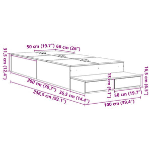 Aufbewahrungsbett 100 cm Betongrau