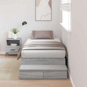 Aufbewahrungsbettgestell 100 cm Grau Sonoma