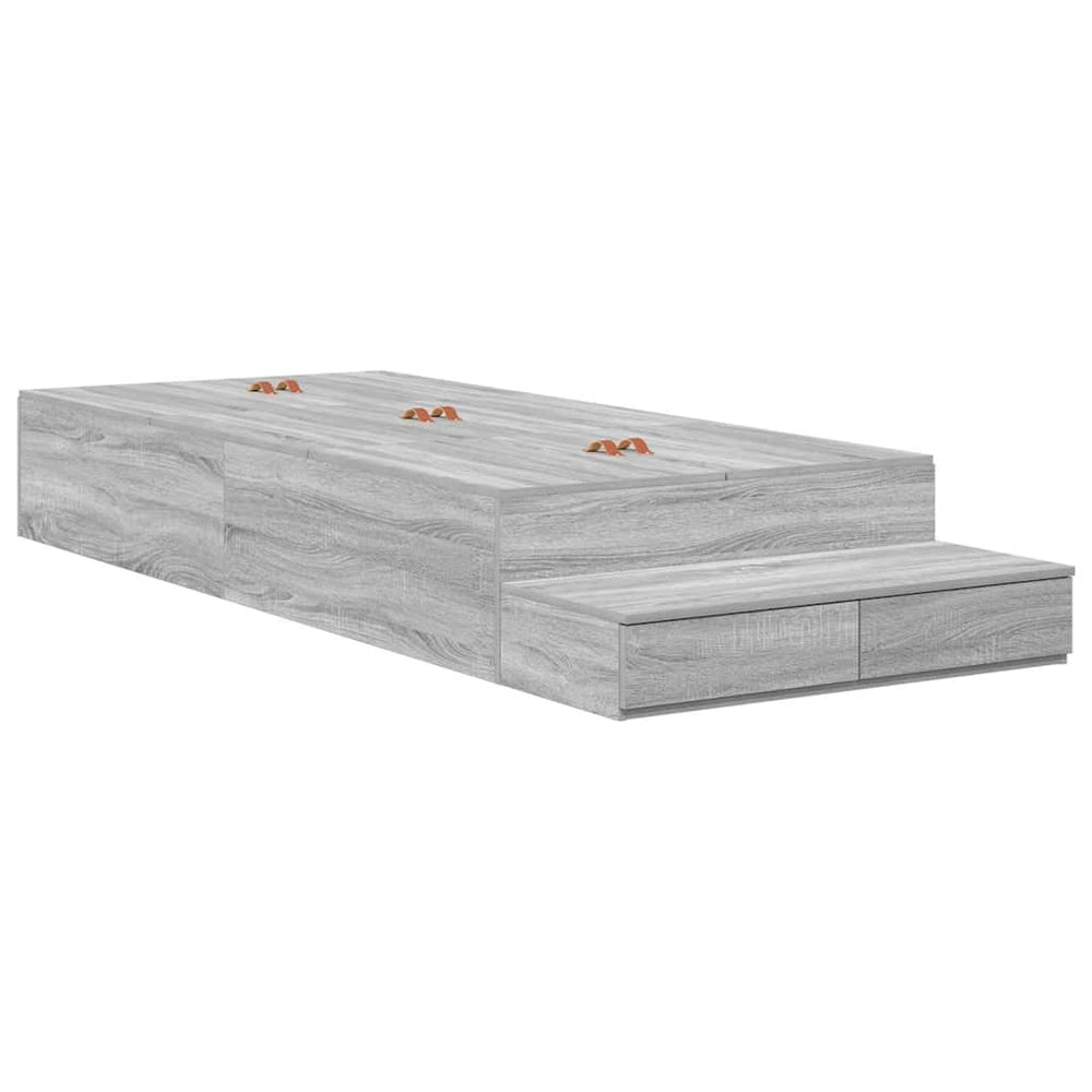 vidaXL Storage Bed Frame Sonoma Grey 100 cm Engineered Wood