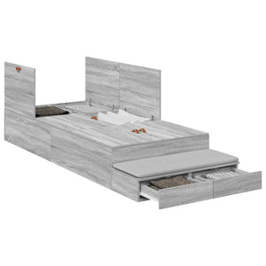 Aufbewahrungsbettgestell 100 cm Grau Sonoma