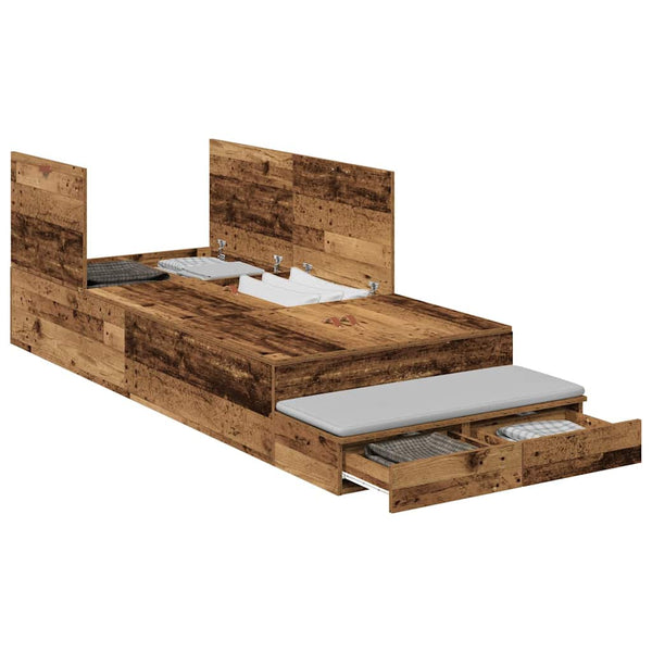 Aufbewahrungsbettgestell Altholz 100 cm