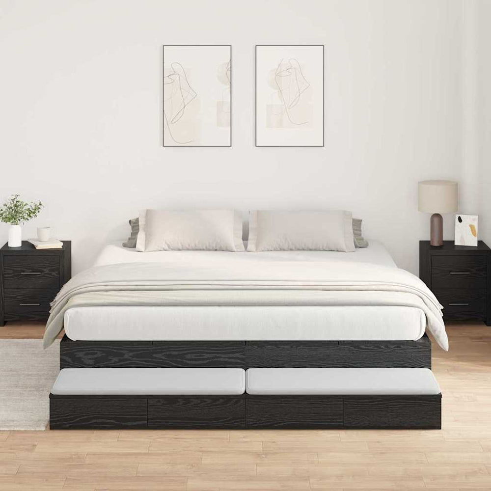 vidaXL Storage Bed Frame Black Oak-Look 200 cm