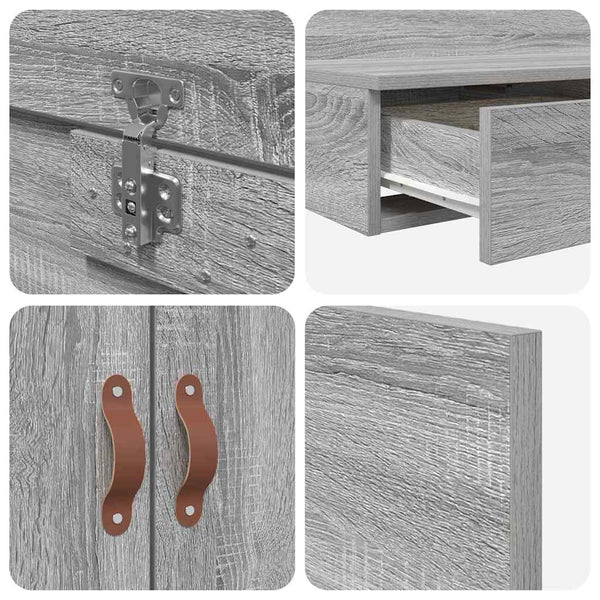 vidaXL Cadre de lit avec rangements Gris Sonoma 200 cm Bois d'ingénierie