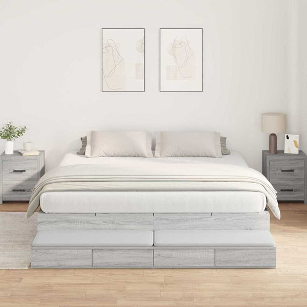 vidaXL Cadre de lit avec rangements Gris Sonoma 200 cm Bois d'ingénierie