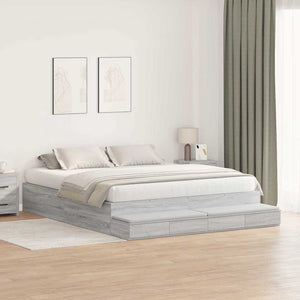 vidaXL Cadre de lit avec rangements Gris Sonoma 200 cm Bois d'ingénierie