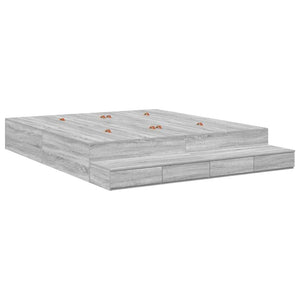 vidaXL Cadre de lit avec rangements Gris Sonoma 200 cm Bois d'ingénierie