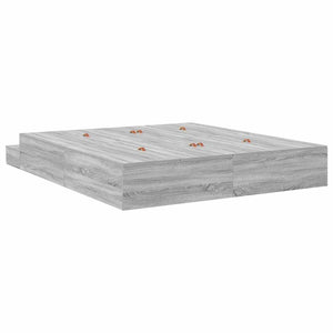 vidaXL Cadre de lit avec rangements Gris Sonoma 200 cm Bois d'ingénierie