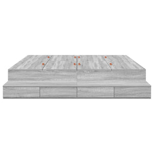 vidaXL Cadre de lit avec rangements Gris Sonoma 200 cm Bois d'ingénierie