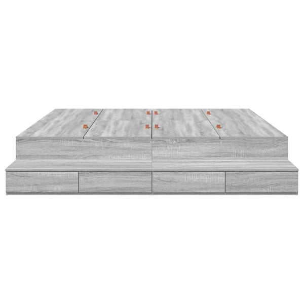 vidaXL Cadre de lit avec rangements Gris Sonoma 200 cm Bois d'ingénierie