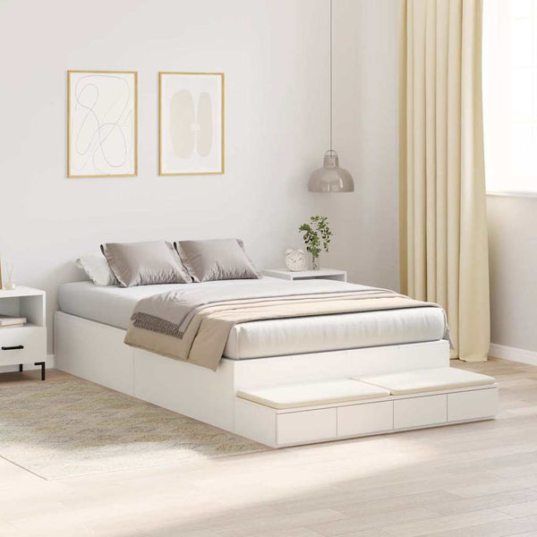 Aufbewahrungsbett 120 cm mit Stauraum Weiß