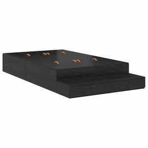 Aufbewahrungsbett 120 cm Schwarz Eichenoptik