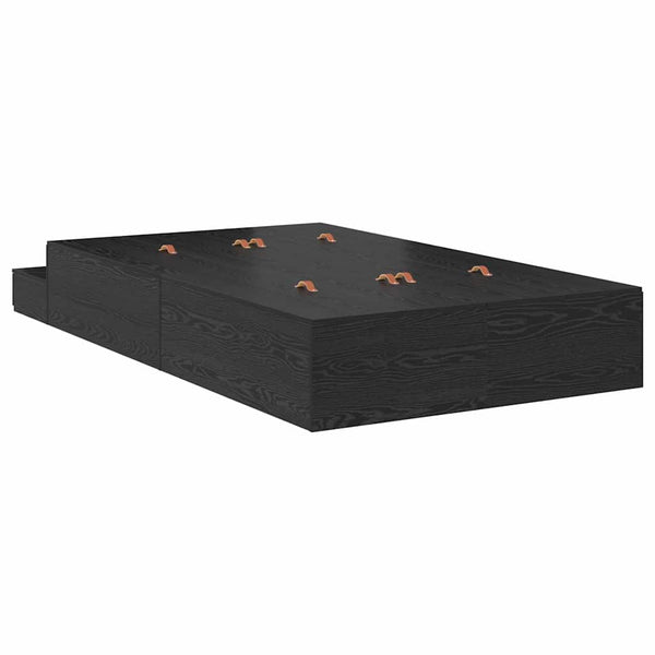 Aufbewahrungsbett 120 cm Schwarz Eichenoptik