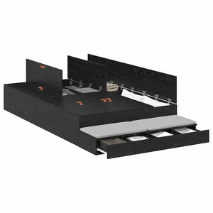 Aufbewahrungsbett 120 cm Schwarz Eichenoptik
