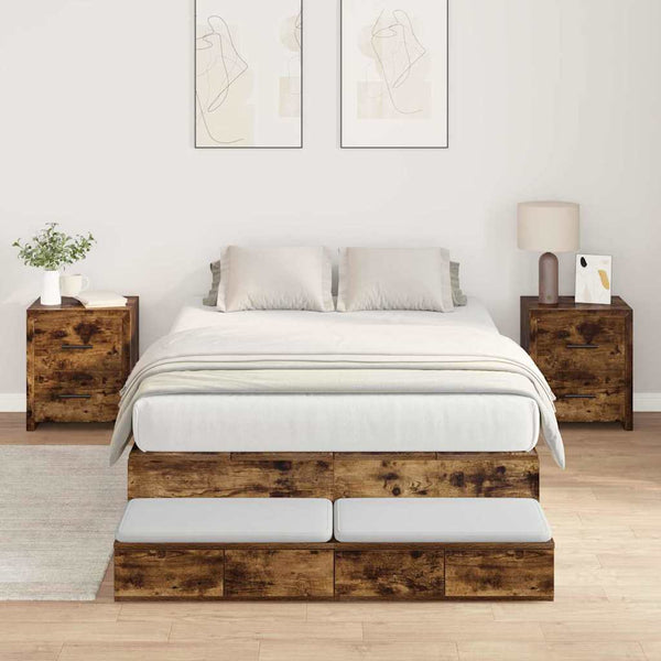 Aufbewahrungsbettgestell Geräucherte Eiche 120 cm