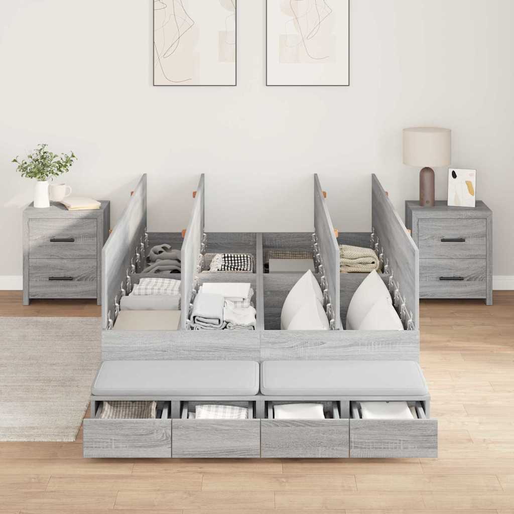 Aufbewahrungsbett 120 cm Grau Sonoma