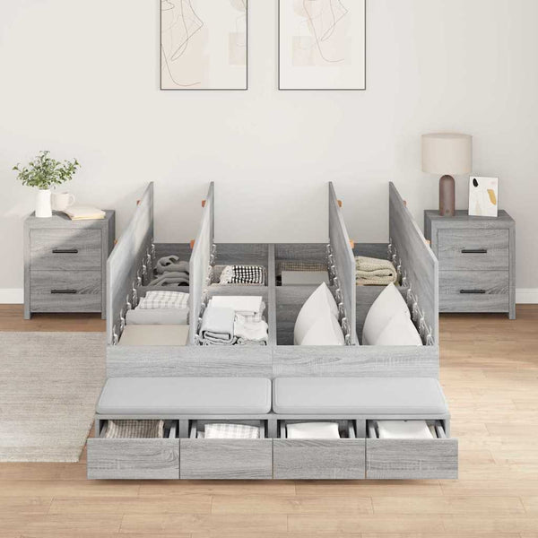 Aufbewahrungsbett 120 cm Grau Sonoma