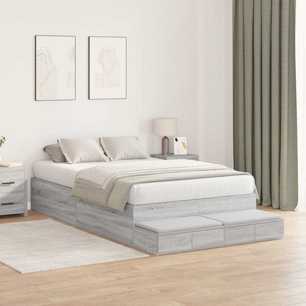 Aufbewahrungsbett 120 cm Grau Sonoma