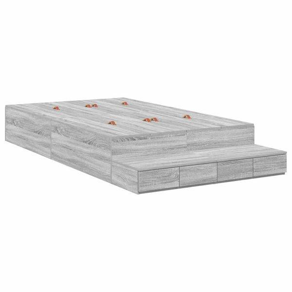 Aufbewahrungsbett 120 cm Grau Sonoma