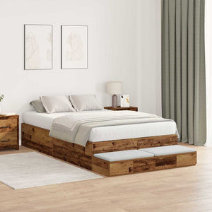 Aufbewahrungsbettgestell Altholz 120 cm