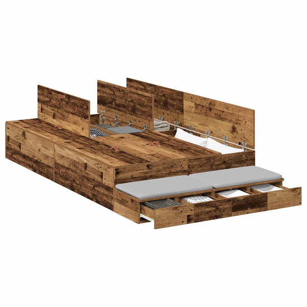 Aufbewahrungsbettgestell Altholz 120 cm