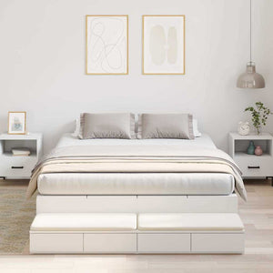 vidaXL Cadre de lit de rangement avec espace de rangement Blanc 140 cm Bois d'ingénierie