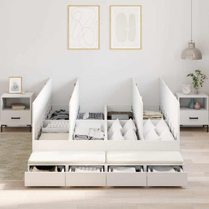 vidaXL Cadre de lit de rangement avec espace de rangement Blanc 140 cm Bois d'ingénierie