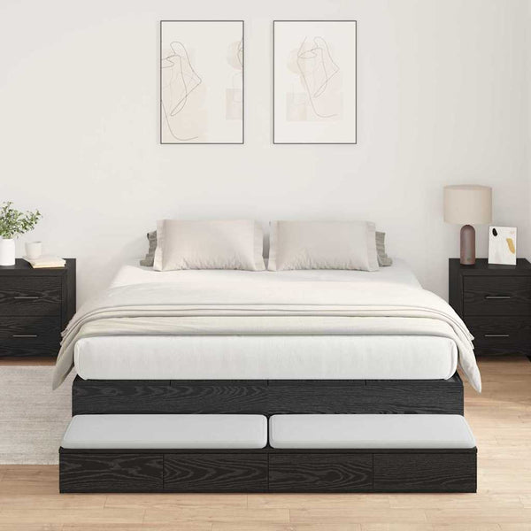 Aufbewahrungsbett 140 cm – Schwarz Eiche