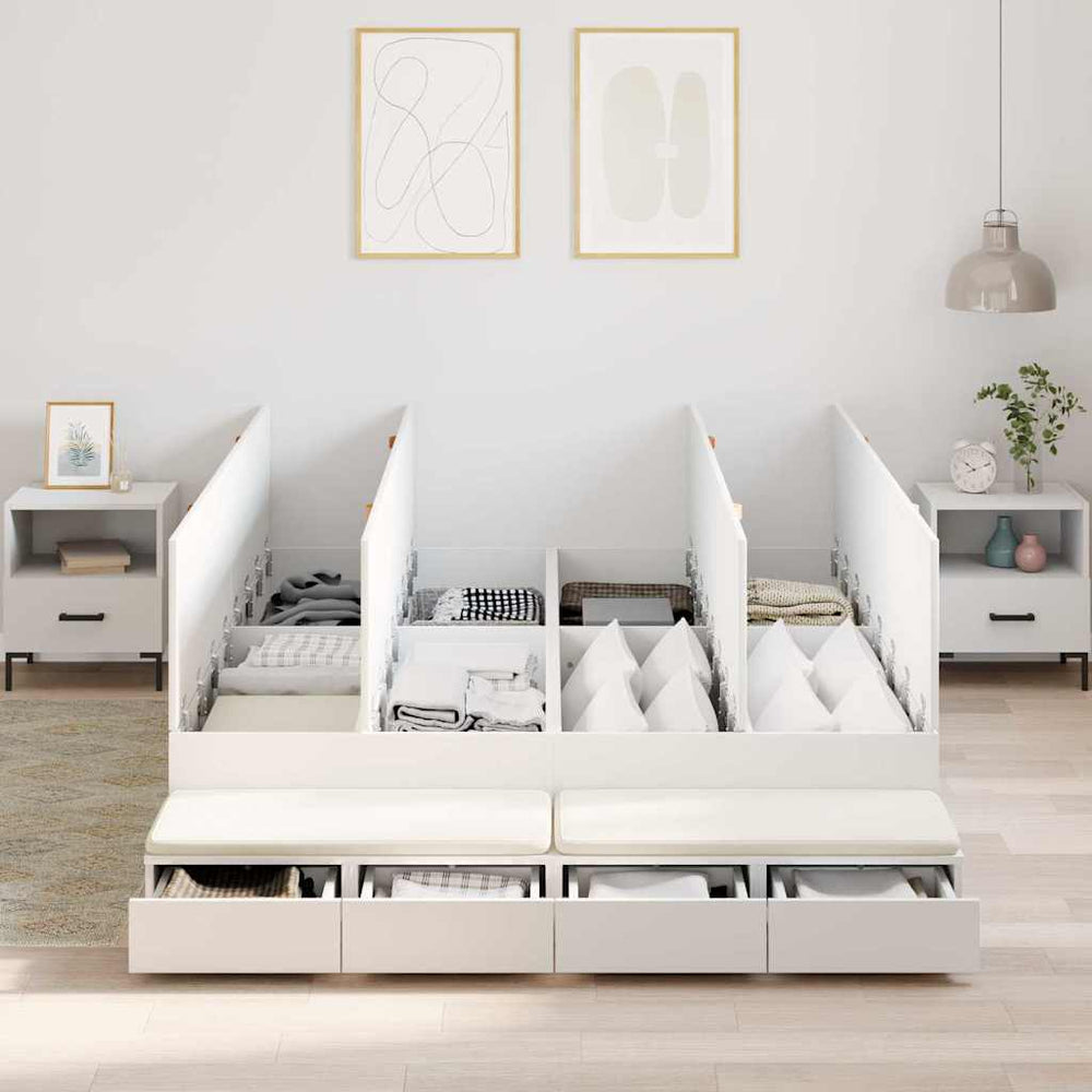 vidaXL Storage Bed Frame with Storage White 150 cm Engineered Wood