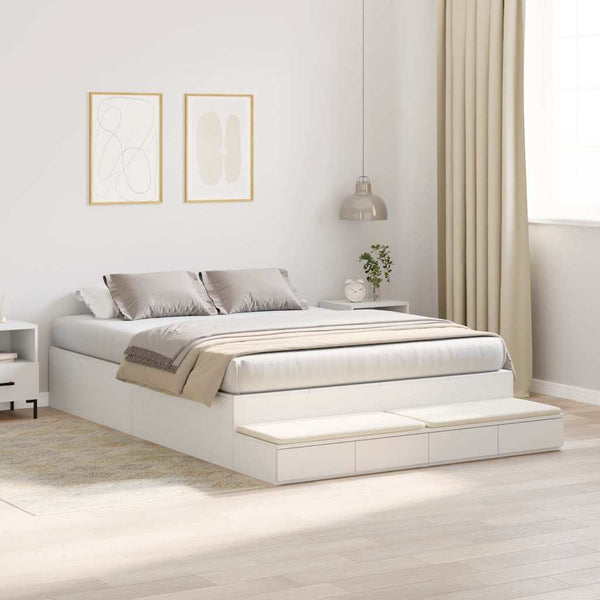 Bettgestell mit Stauraum Weiß 150 cm