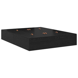 Aufbewahrungsbett 150 cm Schwarz Eichen-Optik