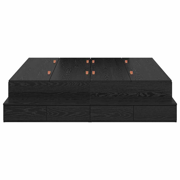 Aufbewahrungsbett 150 cm Schwarz Eichen-Optik