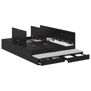 Aufbewahrungsbett 150 cm Schwarz Eichen-Optik